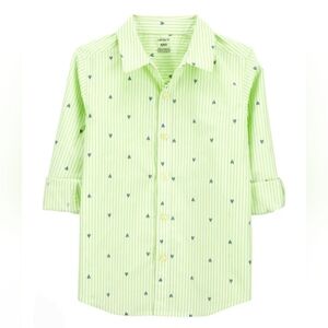 Carter's Light Green Lined With Sailboat  Print Shirt Size 8